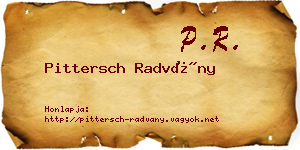 Pittersch Radvány névjegykártya